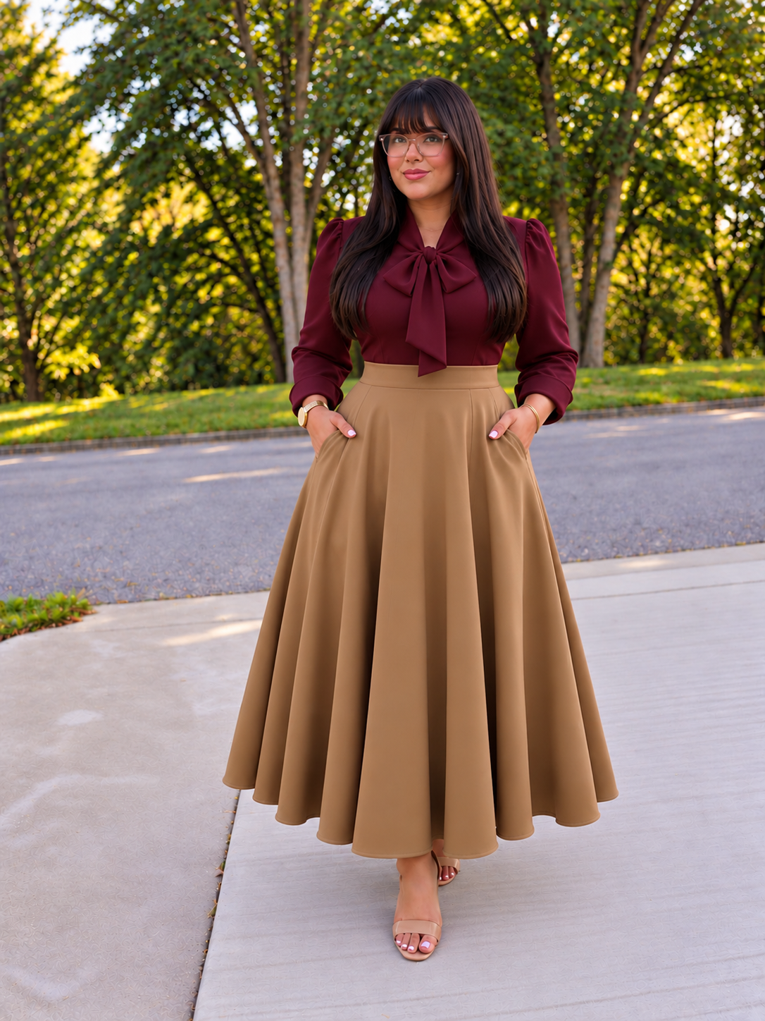 Dark Wine Bow Blouse