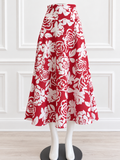 Red & White Floral Skirt