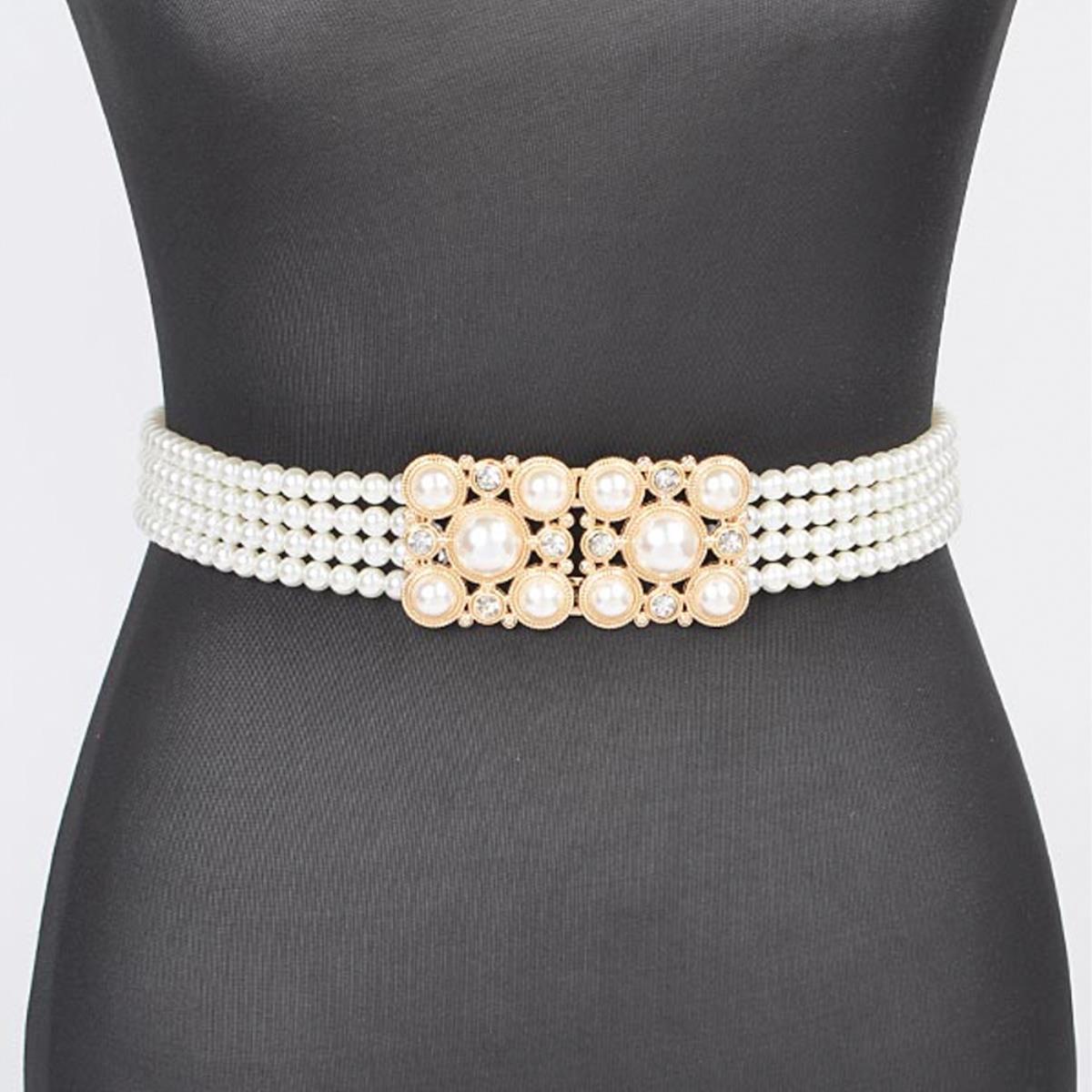Faux Pearl Elastic Belt