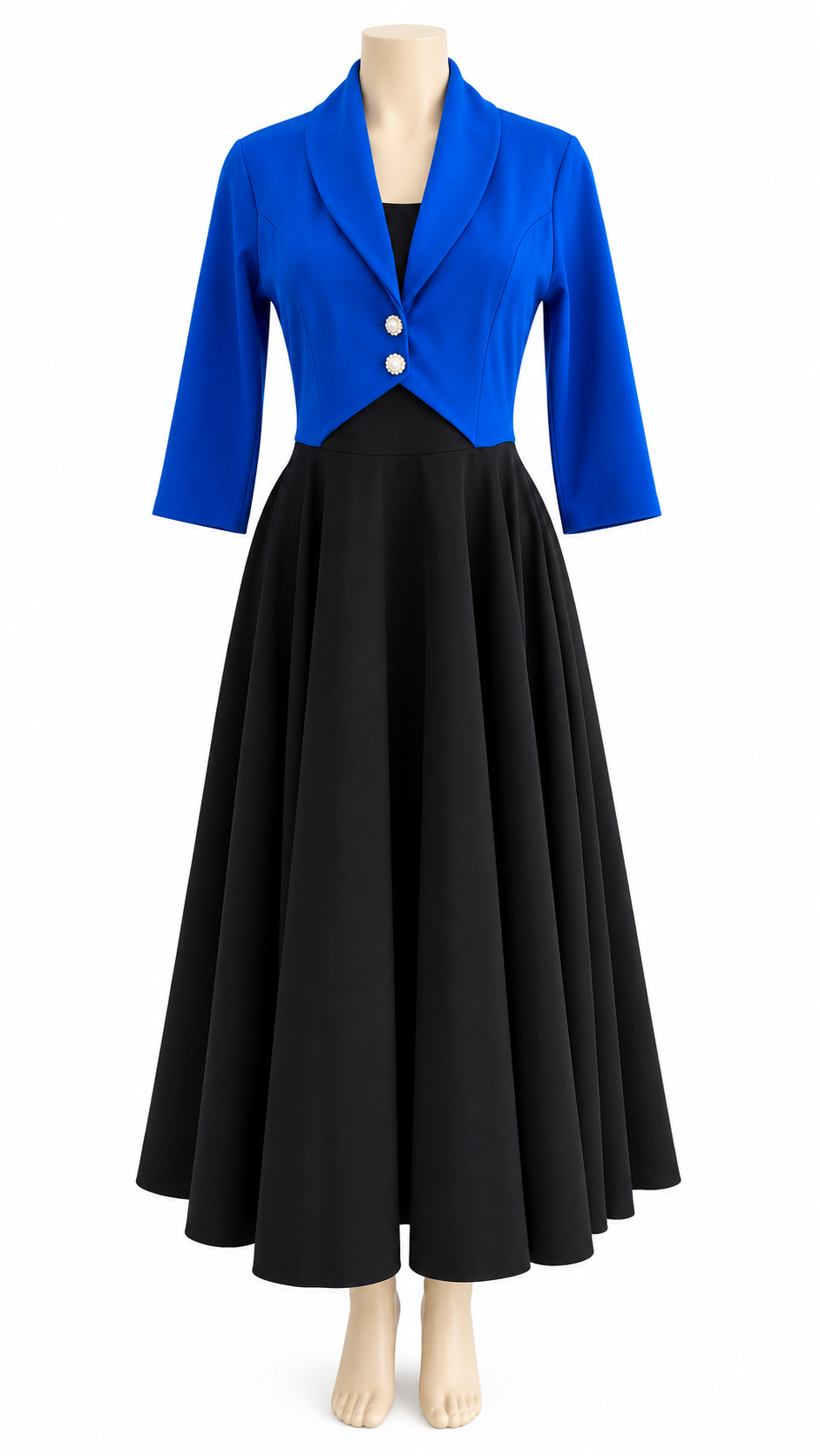 Royal Blue & Black Modest Dress
