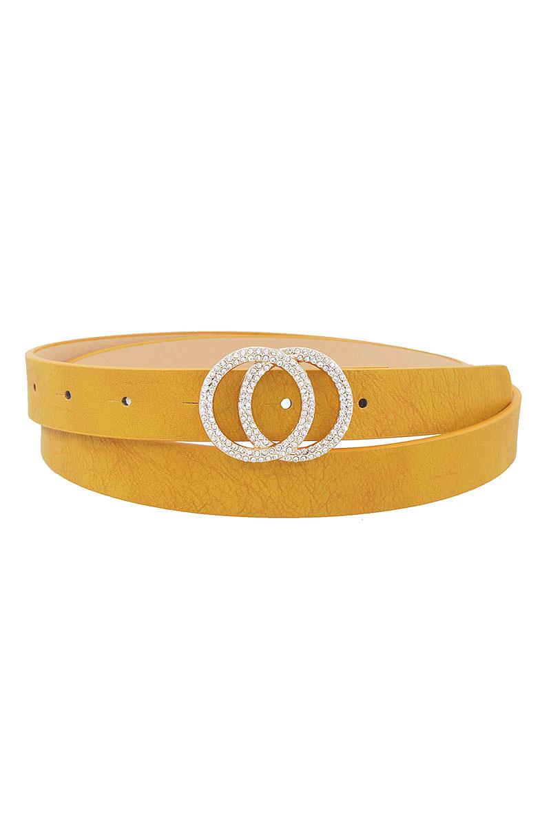 Multi Rhinestone Double Ring Buckle Belt