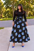 Black & Blue Floral Modest Dress