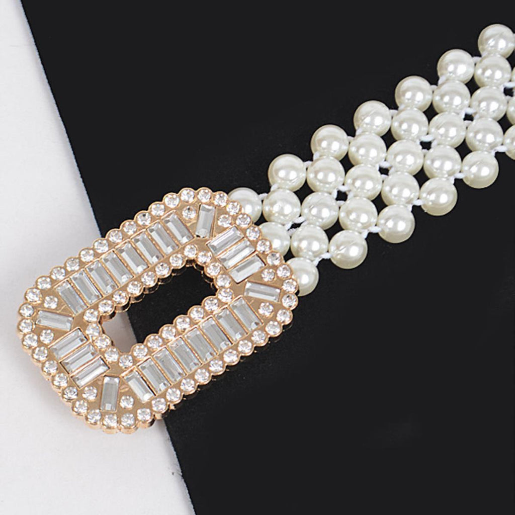 Stone Pearl Buckle Belt