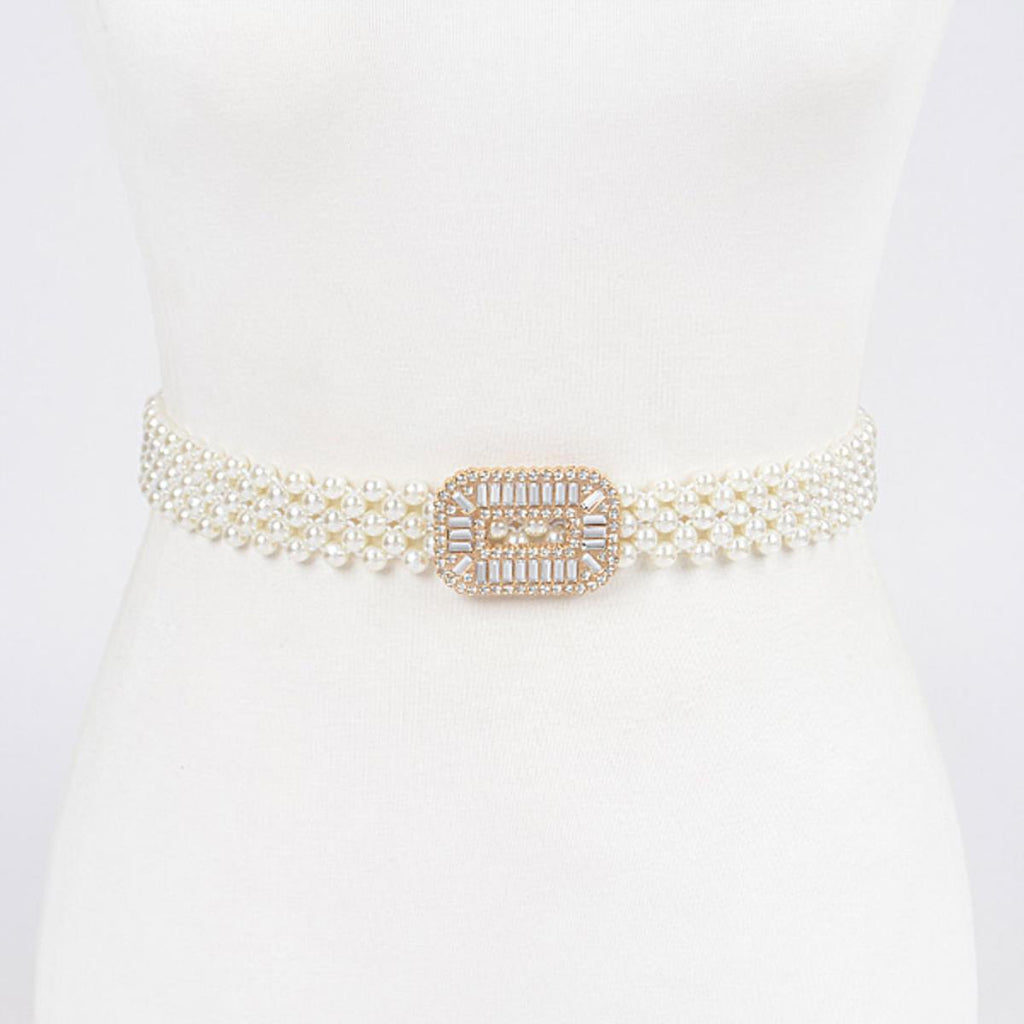 Stone Pearl Buckle Belt