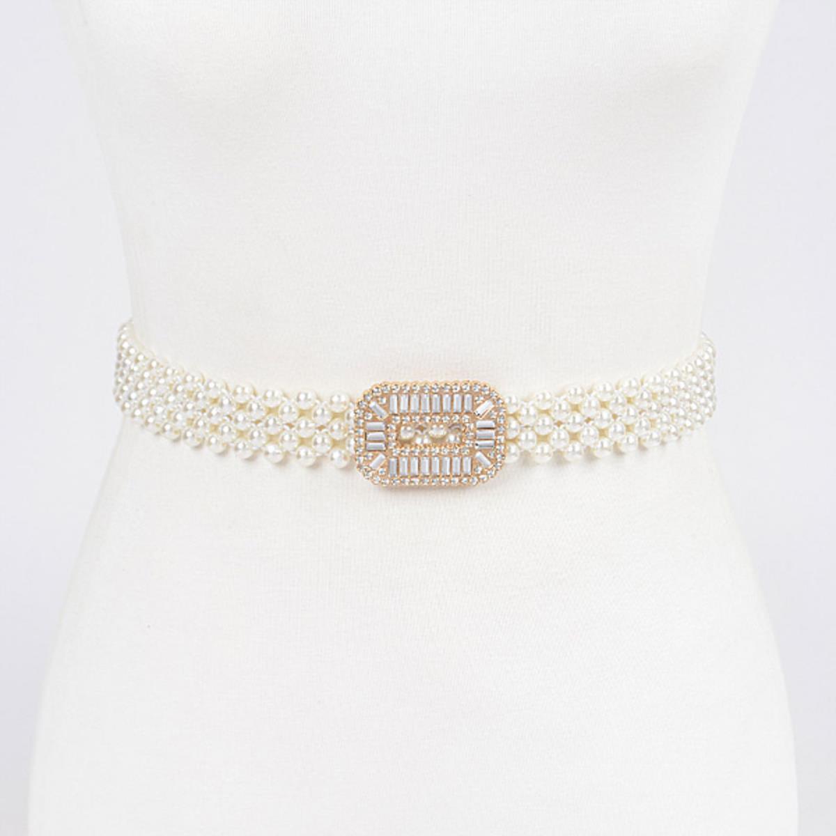 Stone Pearl Buckle Belt
